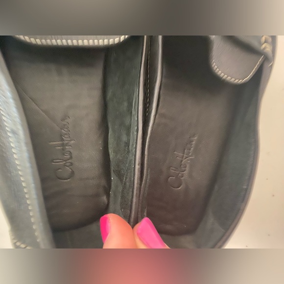 Clark black leather cream stitching loafers - Picture 3 of 12